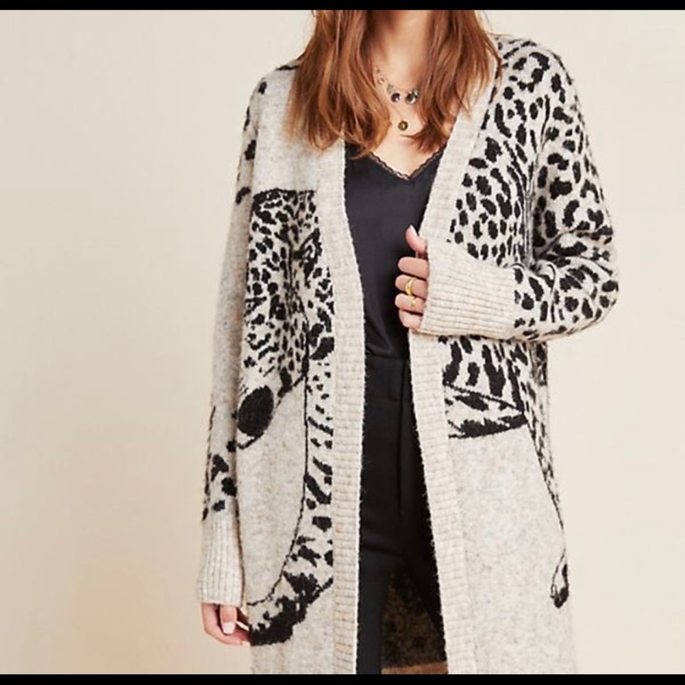 Anthropologie Lucerne Leopard Cardigan